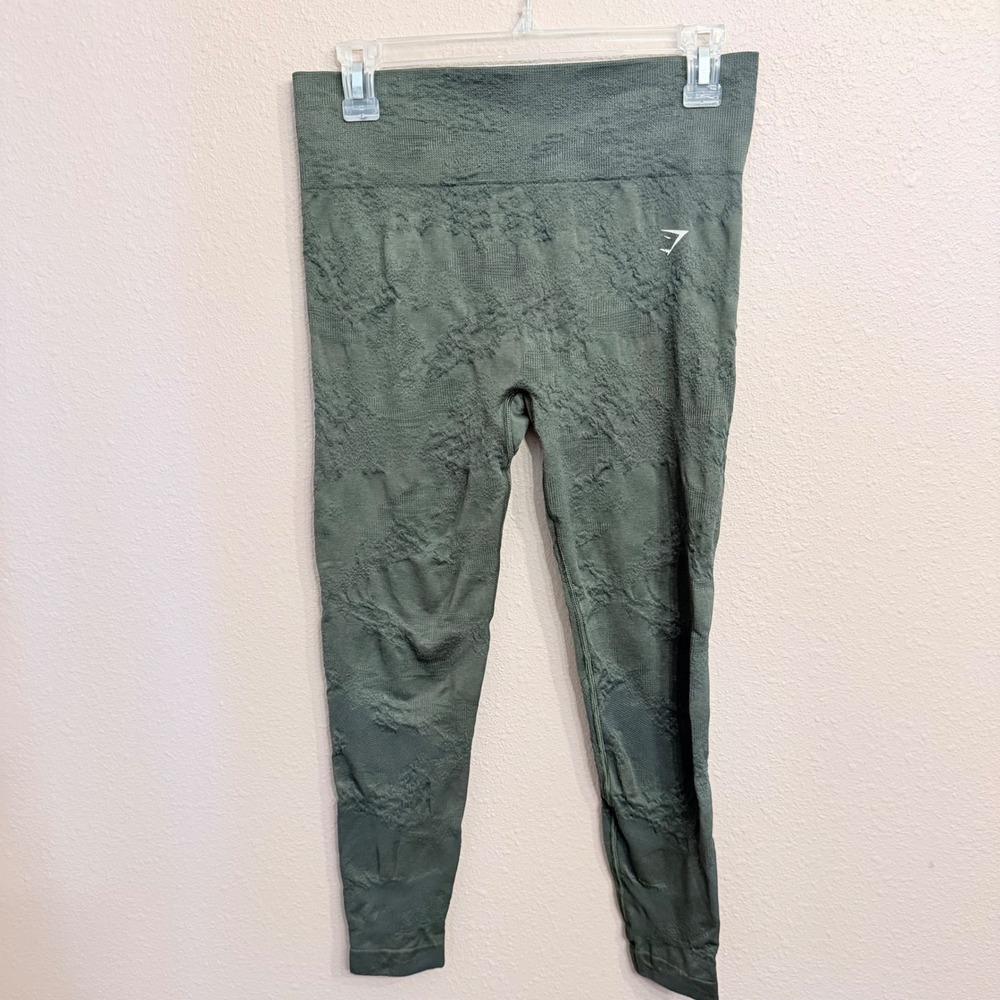 Gymshark Camo Seamless Leggings Womens Small Forest Green High Rise Activewear
